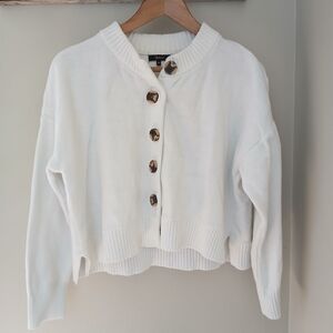 White Button-Up Women's Sweater